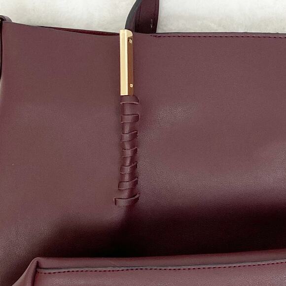 Burgundy Faux Leather Oversized Shoulder Bag - Picture 6 of 15